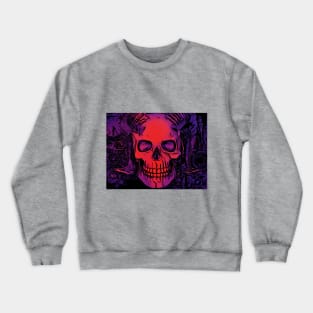 Skull Purple Death Goth Red Grin Horns Design Crewneck Sweatshirt